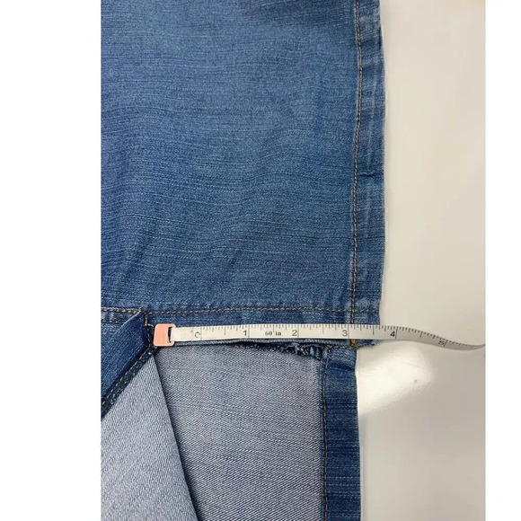 Wrangler Womens Size 12/M Blue Jean Skirt Pockets Back Slit - Picture 10 of 12